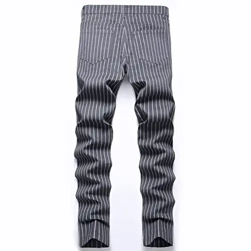 Keevoom Plaid Pants for Men Stretch Skinny Slim Fit Flat-Front Casual Fashion Comfy Solid Pencil Business Dress Chinos Pants - 3
