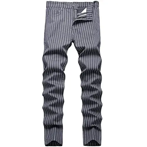 Keevoom Plaid Pants for Men Stretch Skinny Slim Fit Flat-Front Casual Fashion Comfy Solid Pencil Business Dress Chinos Pants - KEEVOOM