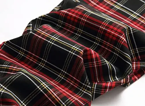 Keevoom Plaid Pants for Men Stretch Skinny Slim Fit Flat-Front Casual Fashion Comfy Solid Pencil Business Dress Chinos Pants - 6