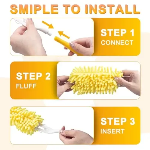 KeFanta Reusable Duster Refill for Swiffer, 360° Heavy Duty Duster Refills 8Pcs with 1 Handle, Washable Microfiber Dusters for Cleaning - 5