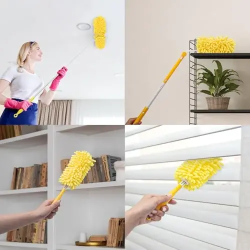 KeFanta Swiffer Duster uchun qayta foydalanish mumkin bo'lgan to'ldirgich, 360° og'ir duster to'ldirgichlari 8 dona 1 tutqichli, tozalash uchun yuviladigan mikrofiber duster - 4