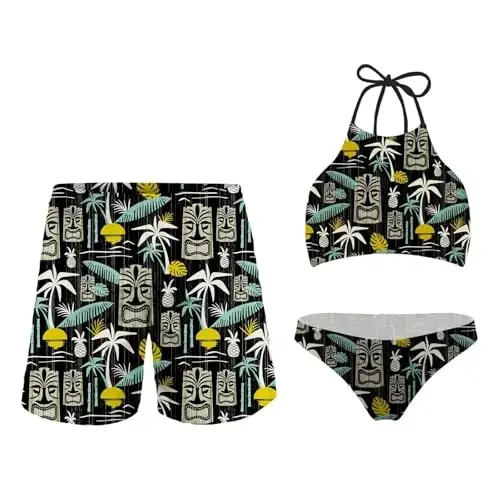 KEIAHUAN Couples Matching Swimsuit Summer Swimwear Women 2 Piece Bikini Set Men Trunk - 1