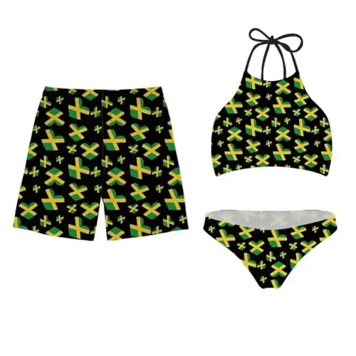 KEIAHUAN Couples Matching Swimsuit Summer Swimwear Women 2 Piece Bikini Set Men Trunk - KEIAHUAN