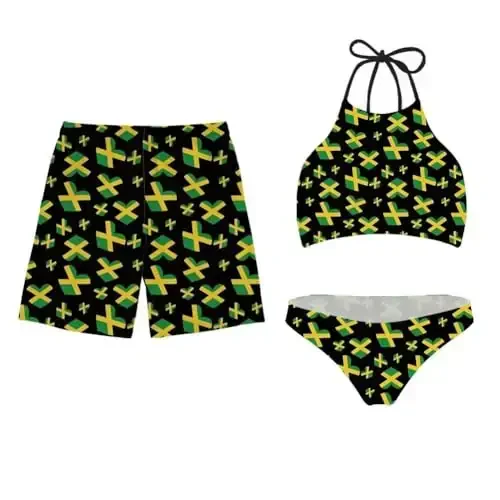 KEIAHUAN Couples Matching Swimsuit Summer Swimwear Women 2 Piece Bikini Set Men Trunk 