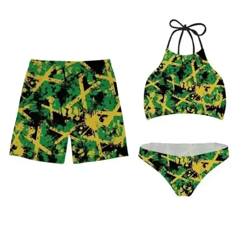 KEIAHUAN Couples Matching Swimsuit Summer Swimwear Women 2 Piece Bikini Set Men Trunk 
