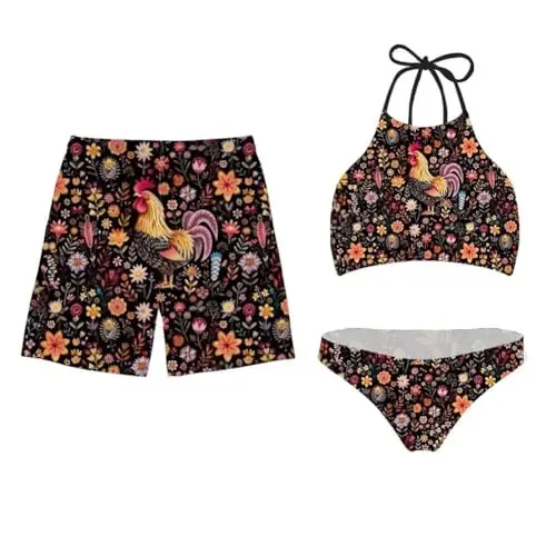 KEIAHUAN Couples Matching Swimsuit Summer Swimwear Women 2 Piece Bikini Set Men Trunk - 1