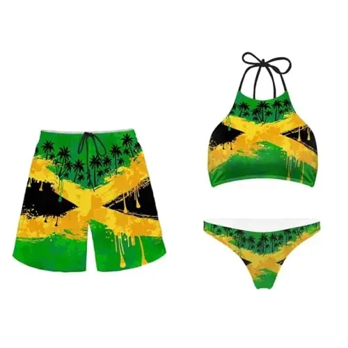 KEIAHUAN Couples Matching Swimsuit Summer Swimwear Women 2 Piece Bikini Set Men Trunk - 1
