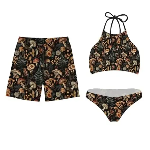 KEIAHUAN Couples Matching Swimsuit Summer Swimwear Women 2 Piece Bikini Set Men Trunk - 1