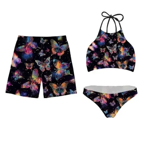 KEIAHUAN Couples Matching Swimsuit Summer Swimwear Women 2 Piece Bikini Set Men Trunk - 1