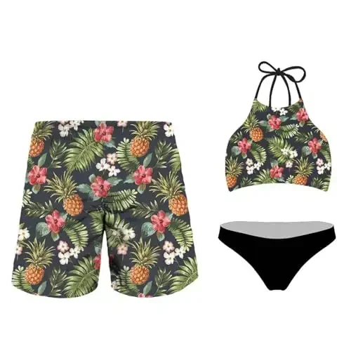 KEIAHUAN Couples Matching Swimsuit Summer Swimwear Women 2 Piece Bikini Set Men Trunk - 1