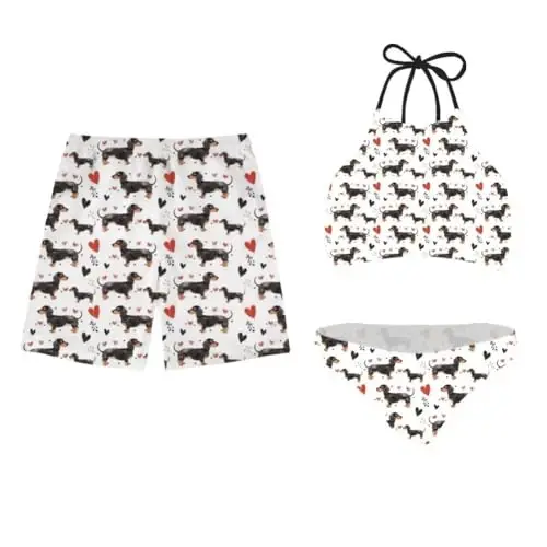 KEIAHUAN Couples Matching Swimsuit Summer Swimwear Women 2 Piece Bikini Set Men Trunk - 1