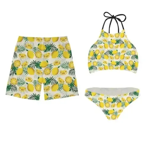 KEIAHUAN Couples Matching Swimsuit Summer Swimwear Women 2 Piece Bikini Set Men Trunk - 1