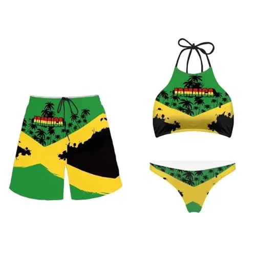 KEIAHUAN Couples Matching Swimsuit Summer Swimwear Women 2 Piece Bikini Set Men Trunk - 1