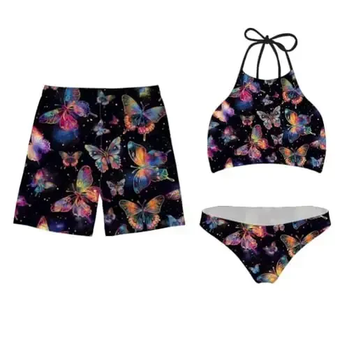 KEIAHUAN Couples Matching Swimsuit Summer Swimwear Women 2 Piece Bikini Set Men Trunk 