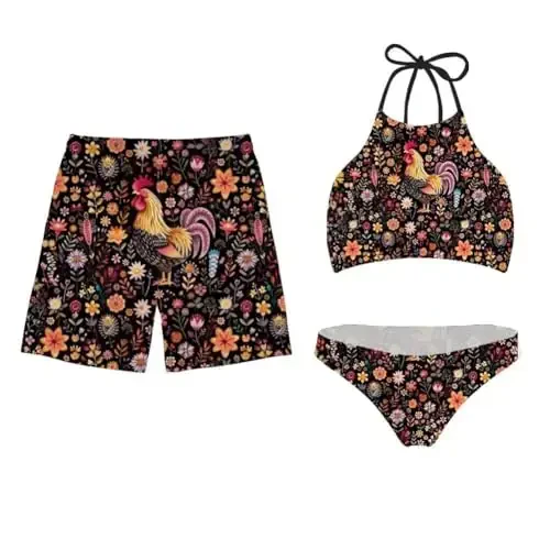 KEIAHUAN Couples Matching Swimsuit Summer Swimwear Women 2 Piece Bikini Set Men Trunk 