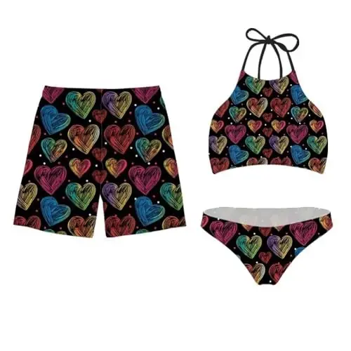 KEIAHUAN Couples Matching Swimsuit Summer Swimwear Women 2 Piece Bikini Set Men Trunk - 6
