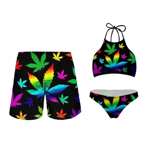 KEIAHUAN Couples Matching Swimsuit Summer Swimwear Women 2 Piece Bikini Set Men Trunk 
