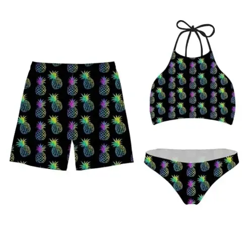KEIAHUAN Couples Matching Swimsuit Summer Swimwear Women 2 Piece Bikini Set Men Trunk - 1