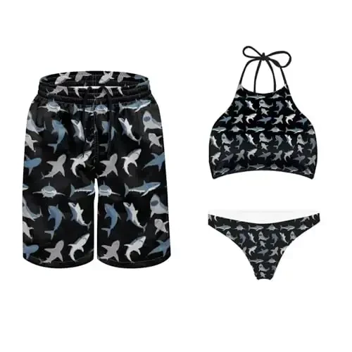 KEIAHUAN Couples Matching Swimsuit Summer Swimwear Women 2 Piece Bikini Set Men Trunk - KEIAHUAN