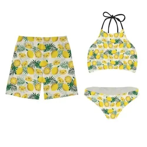 KEIAHUAN Couples Matching Swimsuit Summer Swimwear Women 2 Piece Bikini Set Men Trunk - KEIAHUAN