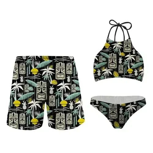 KEIAHUAN Couples Matching Swimsuit Summer Swimwear Women 2 Piece Bikini Set Men Trunk 