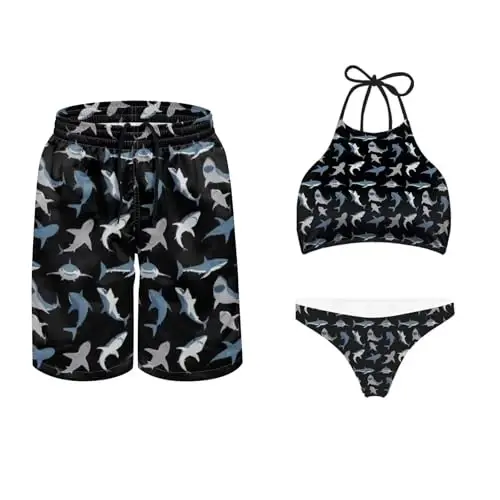KEIAHUAN Couples Matching Swimsuit Summer Swimwear Women 2 Piece Bikini Set Men Trunk 