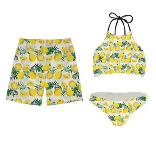 KEIAHUAN Couples Matching Swimsuit Summer Swimwear Women 2 Piece Bikini Set Men Trunk 