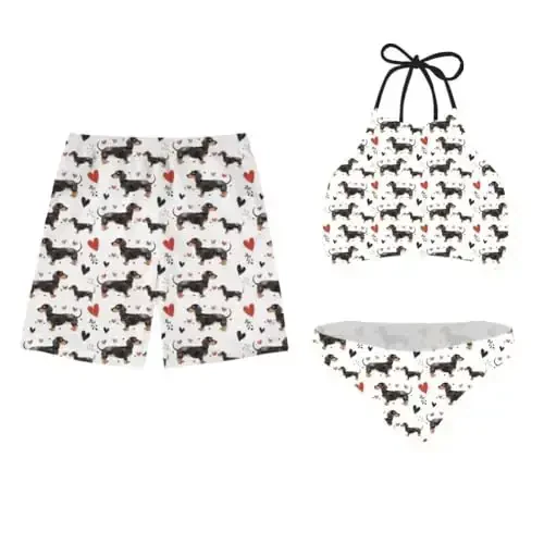 KEIAHUAN Couples Matching Swimsuit Summer Swimwear Women 2 Piece Bikini Set Men Trunk - 1