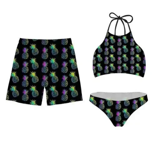 KEIAHUAN Couples Matching Swimsuit Summer Swimwear Women 2 Piece Bikini Set Men Trunk - KEIAHUAN