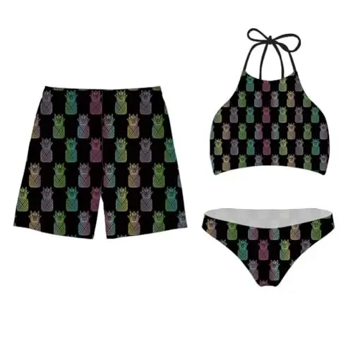 KEIAHUAN Couples Matching Swimsuit Summer Swimwear Women 2 Piece Bikini Set Men Trunk - KEIAHUAN