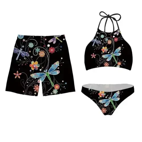 KEIAHUAN Couples Matching Swimsuit Summer Swimwear Women 2 Piece Bikini Set Men Trunk - 1