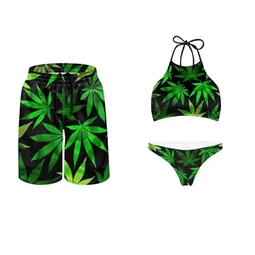 KEIAHUAN Couples Matching Swimsuit Summer Swimwear Women 2 Piece Bikini Set Men Trunk - KEIAHUAN