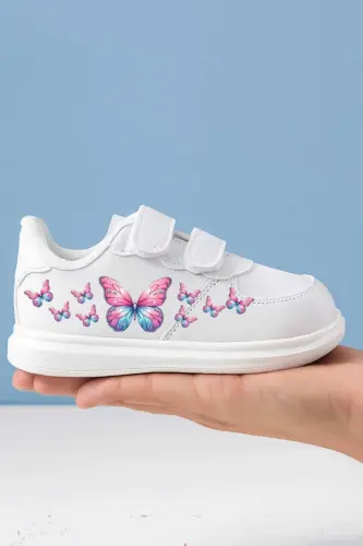 Kelebek Baskılı Kız Çocuk Spor Ayakkabı Sneaker Okul Ayakkabısı ( Hafi?f Dar Kalip ) - 3