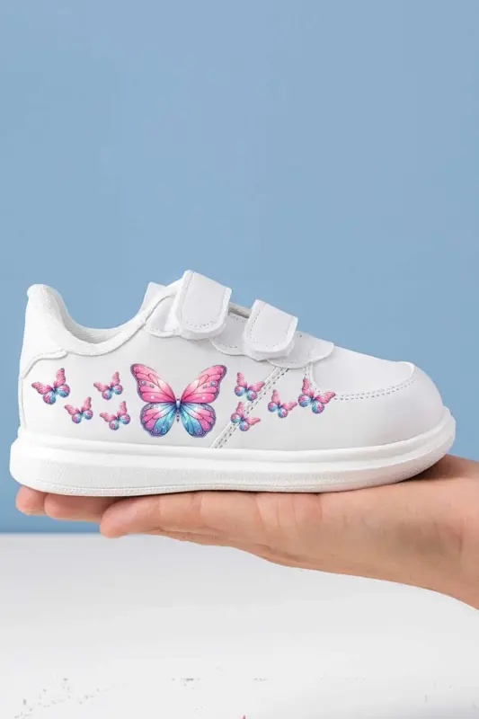 Kelebek Baskılı Kız Çocuk Spor Ayakkabı Sneaker Okul Ayakkabısı ( Hafi?f Dar Kalip ) - 3