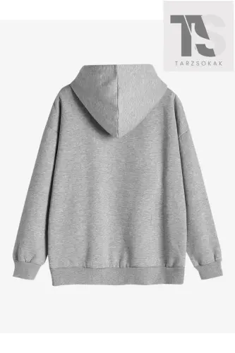 Kelebek Tasarım Sweatshirt Fermuarlı Hırka-GRİ KELEBEK - ADRIFT (1)