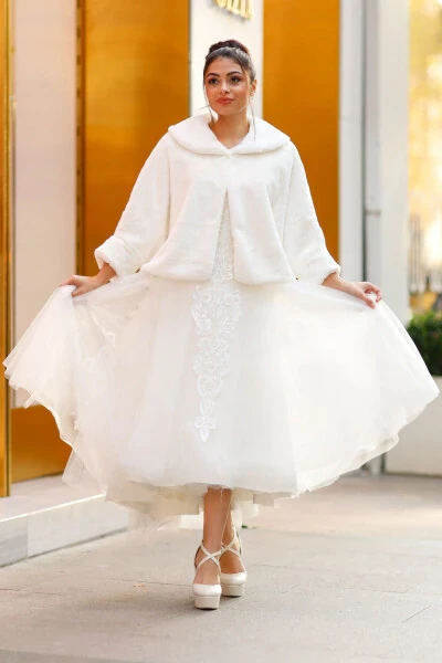 Kelin Etoli, Mo'yna, Ko'ylagi, Plush Etoli Ochqir Oq - TURKUAZ