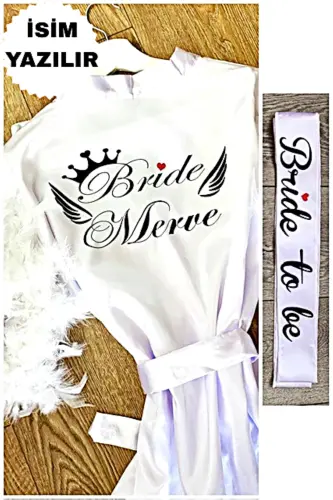 Kelin Xalatı Bride Xalat Ko'llari Tukli Va Bride To Be Kamar - 9