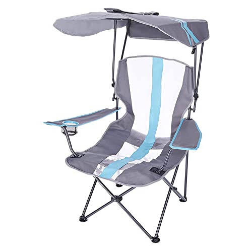 Kelsyus Original Foldable Canopy Chair for Camping, Tailgates, and Outdoor Events, Grey/Light Blue - 1