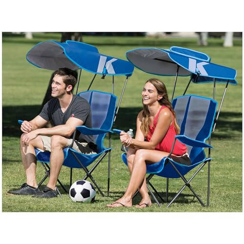 Kelsyus Original Foldable Canopy Chair for Camping, Tailgates, and Outdoor Events, Grey/Light Blue - 5