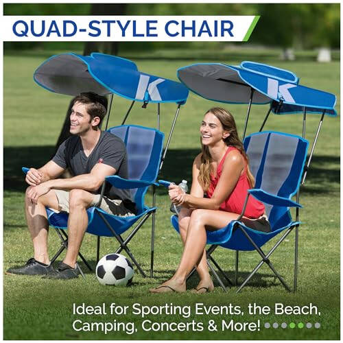 Kelsyus Original Foldable Canopy Chair for Camping, Tailgates, and Outdoor Events, Grey/Light Blue - 10