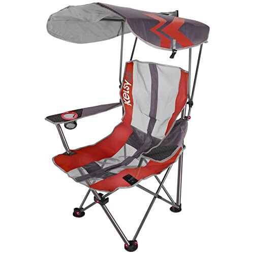 Kelsyus Original Foldable Canopy Chair for Camping, Tailgates, and Outdoor Events, Grey/Red - 2