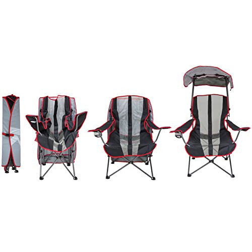 Kelsyus Original Foldable Canopy Chair for Camping, Tailgates, and Outdoor Events, Grey/Red - 4