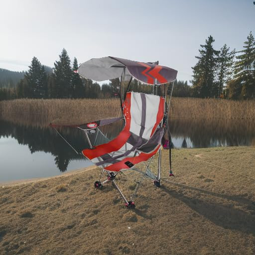 Kelsyus Original Foldable Canopy Chair for Camping, Tailgates, and Outdoor Events, Grey/Red - 1