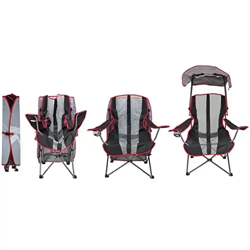 Kelsyus Original Foldable Canopy Chair for Camping, Tailgates, and Outdoor Events, Grey/Red - 3