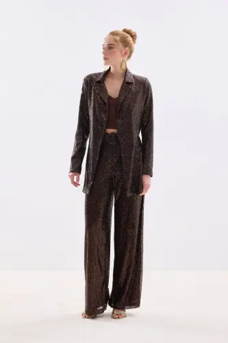 Kemerli Payet Pantolon - Kahve-Kahve - 3