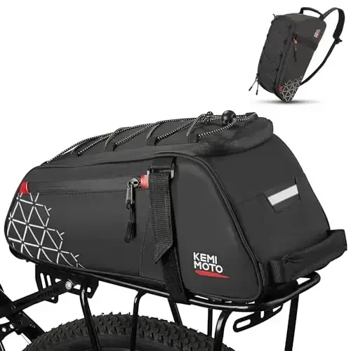 KEMIMOTO Orqa Velosiped Bagaji - 8L PVC Suvga Chidamli Ebike Sumkalar Velosiped Orqa Bagaji uchun, Velosiped Trunk Pannier Qatnovchi Sayohat Xarid va Velosipedda Sayr Qilish uchun (Qora) 