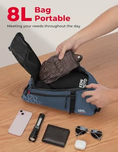 KEMIMOTO Orqa Velosiped Bagaji - 8L PVC Suvga Chidamli Ebike Sumkalari Velosiped Orqa Bagaji uchun, Velosiped Yukxalta Xaltasi Qatnov Safar Xarid va Velosipedda Sayr Qilish uchun (Moviy) - 2