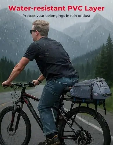 KEMIMOTO Orqa Velosiped Bagaji - 8L PVC Suvga Chidamli Ebike Sumkalari Velosiped Orqa Bagaji uchun, Velosiped Yukxalta Xaltasi Qatnov Safar Xarid va Velosipedda Sayr Qilish uchun (Moviy) - 4