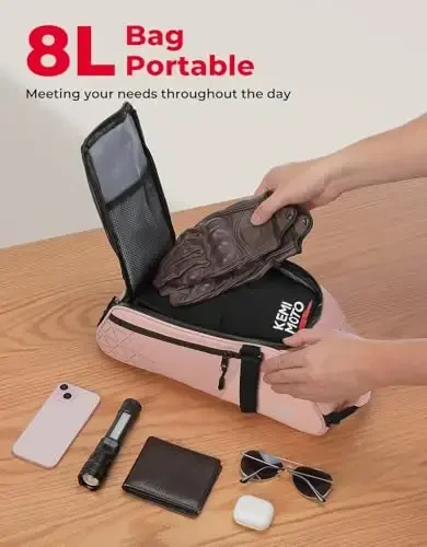 KEMIMOTO Rear Bike Rack Bag - 8L PVC Water Resistant Ebike Bags for Bicycle Rear Rack, Bicycle Trunk Pannier for Commuter Travel Shopping and Cycling (Pink) - 12