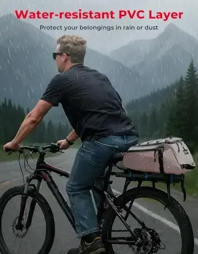 KEMIMOTO Velosiped orqa yukxalta sumkasi - 8L PVC suv o'tkazmaydigan Ebike sumkalari velosiped orqa yukxaltasi uchun, qatnov, sayohat, xarid va velosipedda sayr qilish uchun velosiped yukxalta paneri (pushti) - 10